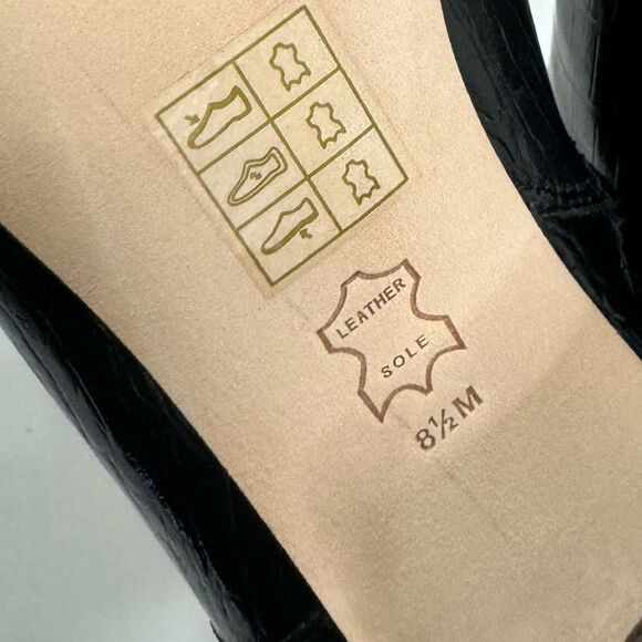 Tory Burch Brooke 70 MM Booties Croc Embosssed Black Ankle Boots - Picture 15 of 15